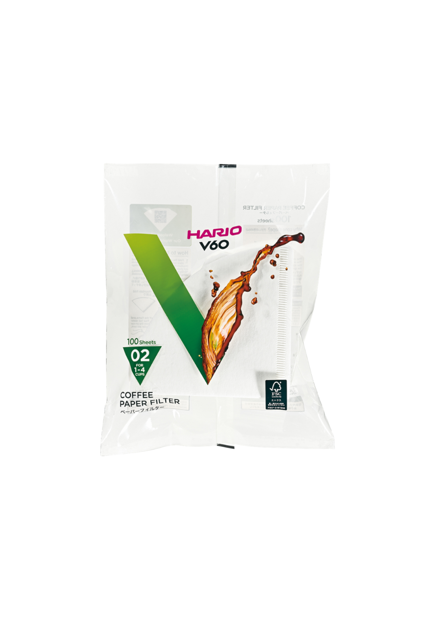 Hario filtry V60-02, papírové, bělené, 100 ks